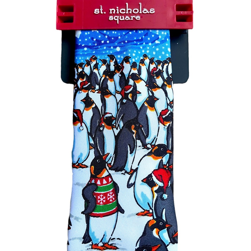 St. Nicholas Square Christmas Tie Penguins